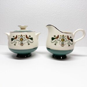 Vintage Homer Laughlin Cavalier Persian Garden Sugar Creamer Canister Set